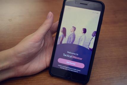 Front page of the new app: "Welcome to Tactical Mentor: Mobile coaching platform to help women and PoC earn what they deserve"