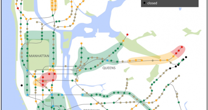 Subway ridership changes, 1975-2014