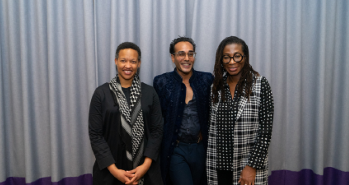 Dr. Michelle Morse, MHA student Ganesh Ram, and Professor Carla Jackie Sampson