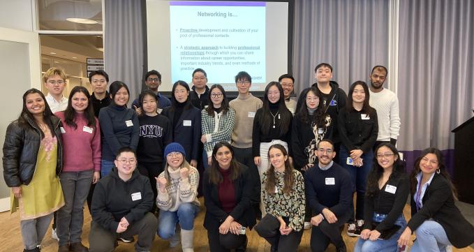 WISS students gathering at NYU Wagner building